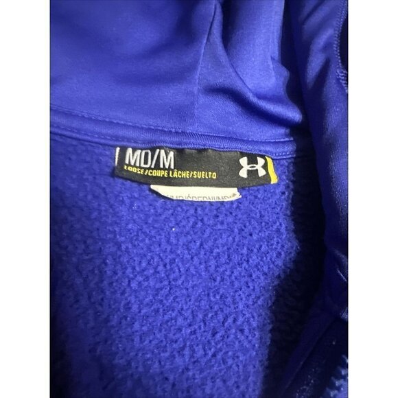 Under Armour C45 Hoodie Blue Coldgear Hooded Full Zip Fleece Sweatshirt - Picture 2 of 7